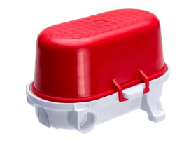 Oprawa kanałowa OVAL-7040B/K, E27, 40W, biała-bakelit, klosz czerwony-polipropylen, IP54, oprawa sygnalizacyjna A1170-P2