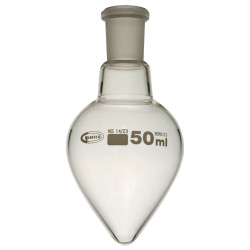 Glassco Pear Shape Single Neck Flask 50ml, 14/23 Pack of 10