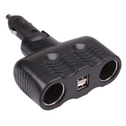 2 Way Cigarette Lighter Socket Splitter + Dual USB-A 12V/24V A13-123
