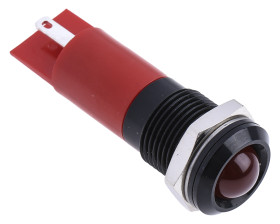 Lampka kontrolna do montażu panelowego 24V dc, czerwona 14mm LED Czarny RS PRO