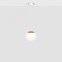 Lampa wisząca ELMO biało-złota, szklany kulisty klosz K-5311 Kaja Lighting