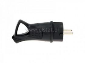 Wtyczka gumowa, prosta IP44 +0 czarna + zaewieszka