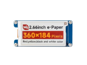 Waveshare 2.66inch e-Paper Module (G), 360x184, Red/Yellow/Black/White, SPI Interface