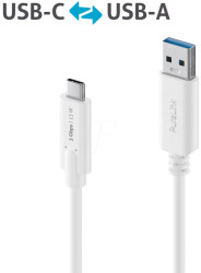 IS2600-015 USB 3.0 cable, iSeries, A male to C male, white, 1,5 m