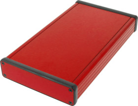 Aluminum enclosure, (L x W x H) 220 x 125 x 31 mm, red, IP54, 1455P2201RD