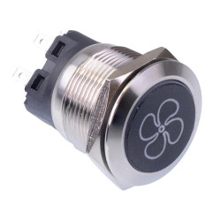 Fan' Red LED Latching 22mm Vandal Push Button Switch SPDT 12V