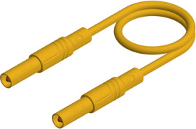 Measuring lead with (4 mm plug, spring-loaded, straight) to (4 mm plug, spring-loaded, straight), 0.5 m, yellow, silicone, 1.0 m