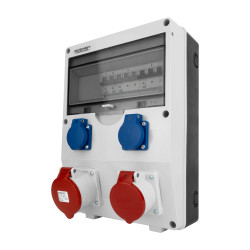Rozdzielnica budowlana 32A/5P 16A/5P erbetka zabezpieczona 2x230V gniazda Mennekes KW-0003-D