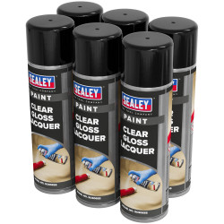 Sealey SCS065 Gloss Lacquer 500ml, Clear - Pack of 6