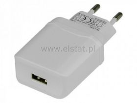 Ładowarka sieciowa 1x USB ( 2,4A ) biała