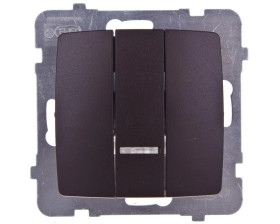 KARO Łącznik potrójny z podświetleniem czekoladowy metalik ŁP-13SS/m/40