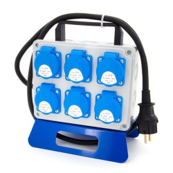 Rozdzielnica budowlana przenośna 6*GS 230V + 1.5m kabel OW 3x2.5mm2 + wtyczka gumowa jednofazowa IP44, P6001.5WU