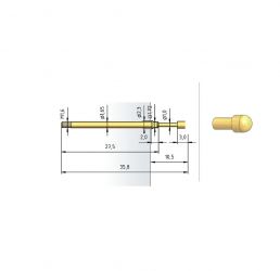 Igła testowa 1021/G-D-1.5N-NI-0.65, raster 2,54 (100 mil)