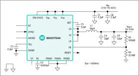 4.5V–42V, 3.5A, High-Efficiency, Synchronous Step-Down DC-DC Converter with Internal Compensation