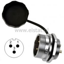 Wtyk przemysłowy męski, 3 piny, na panel