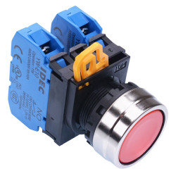 YW4B-A1E20R Red 22mm Metal Bezel Maintained Push Button Switch 2NO IP65 IDEC