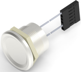 Vandal-proof pushbutton, 1 pole, silver, unlit , 1 A/24 VDC, mounting Ø 22.2 mm, IP68, 2342844-4