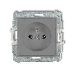 MINI Mechanizm gniazda pojedynczego z uziemieniem 2P+Z (bez przesłon torów prądowych) szary mat 27MGP-1z