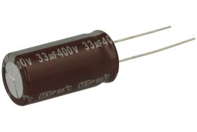 Kondensator; niskoimpedancyjny; elektrolityczny; 33uF; 400V; TXR330M2GI25M; fi 12,5x25mm; 5mm; przewlekany (THT); luzem; Jamicon