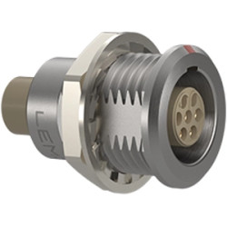 Panel socket, 4 pole, crimp connection, push pull, straight, EGG.2B.304.CYM