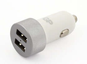 ładowarka samochodowa GP CC41 biała 4,8A z dwoma gniazdami USB 2x 2,4A