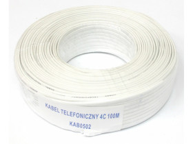 Kabel telefoniczny 4 żyłowy płaski 1m biały