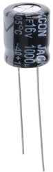 Kondensator 1000μF 16V dc Radialny, Otwór przelotowy RS PRO roztaw: 5mm 10 (Dia.) x 12mm