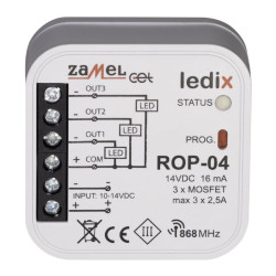 Odbiornik ROP-04 3-kanałowy 12V Radiowy dopuszkowy ZAMEL Ledix, 3x2,5A