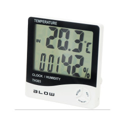 MIERNIK TEMPERATURY I WILGOTNOŚCI Z ZEGARKIEM TERMO-HIGROMETR TH303 BLOW LCD