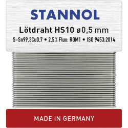 Stannol 508594 HS10 Solder Lead-Free Sn99.3Cu0.7 ROM1 10g 0.5mm