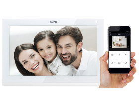 Monitor "EURA" VDA-08C5 biały dotykowy LCD 7'' AHD WiFi pamięć obrazów SD 128GB rozbudowa do 6 Monitorów 2 stacji bramowych i 2