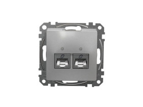 SEDNA DESIGN & ELEMENTS Gniazdo komputerowe 2xRJ45 kat.6 STP srebrne aluminium SDD113462S SCHNEIDER ELECTRIC