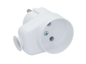 Wtyczka kątowa z gniazdem b/u 16A 2P 250V biała WT-16U/G K2