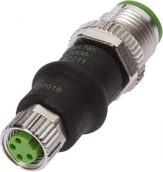 VK000040, Adapter, M8 żeński 4pin prosty, M12 męski 4pin prosty, 24V, -25-85C, IP67