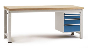 Pojedynczy stół PROFI, komplet 2000x700x840 mm, płyta Multiplex RAL7035 jasnoszary Manuflex WP5624.7035, (S x W x G) 200