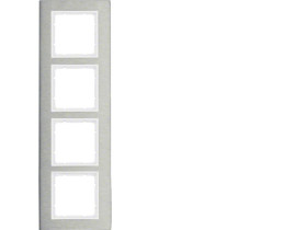 BERKER B.7 Ramka 4 poczwórna pionowa stal szlachetna/biały mat 10143609 HAGER