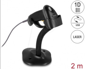 90584 USB Barcode Scanner 1D with stand - Laser - black