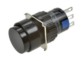 Przełącznik; przyciskowy; LAS1-AY-11Z/N; ON-ON; czarny; bez podświetlenia; do lutowania; 2 pozycje; 5A; 250V AC; 16mm; 30mm; Onp
