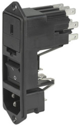 Combination element plug C14, 3 pole, screw mounting, plug-in connection, black, KG10.6101.151
