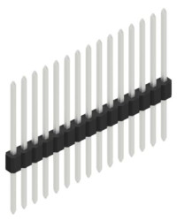 Pin header, 15 pole, pitch 1.27 mm, straight, black, 10060316