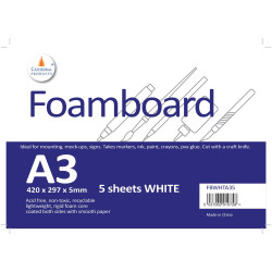 Cathedral Products FBWHTA35 Foamboard White 5mm A3 (297 x 420mm) 5pk