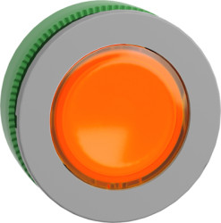 Pushbutton, for universal LED, illuminable, waistband round, orange, front ring light gray, mounting Ø 30.5 mm, ZB5FW353C0