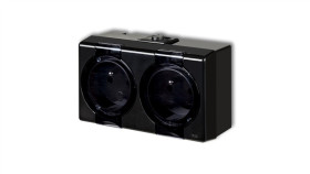 Senior Gniazdo Podwójne Z Uziemieniem 2X(2P+Z) (Klapka Dymna) Czarny 12Ghs-2Nd