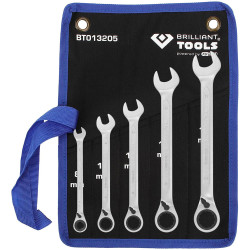Brilliant Tools BT013205 Ratchet Wrench Set 8-19 mm 5-Piece Chrome Vanadium