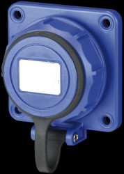 202351-8B Panel-mounted socket with cap and strap, IP66/68