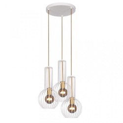 Lampa wisząca biało-złota, druciana do sypialni z serii ARVI WHITE K-4527 Kaja Lighting