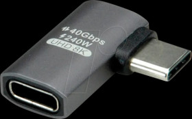 12032932 USB4 adapter, USB-C connector &gt; USB-C port, 8K, 90°, flat, silve