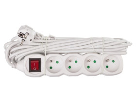 Przedłużacz z wyłącznikiem 4-gniazda z/u 7m /H05VV-F 3G1/ biały P1417