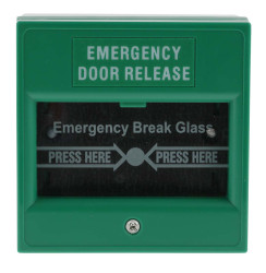Przycisk awaryjnego otwarcia drzwi Szkło Zielony Ostrzegacz ze zwalnianiem awaryjnym