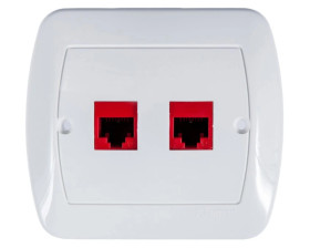 Simon Akord Gniazdo komputerowe podwójne 2xRJ45 kat.5e białe AF52/11